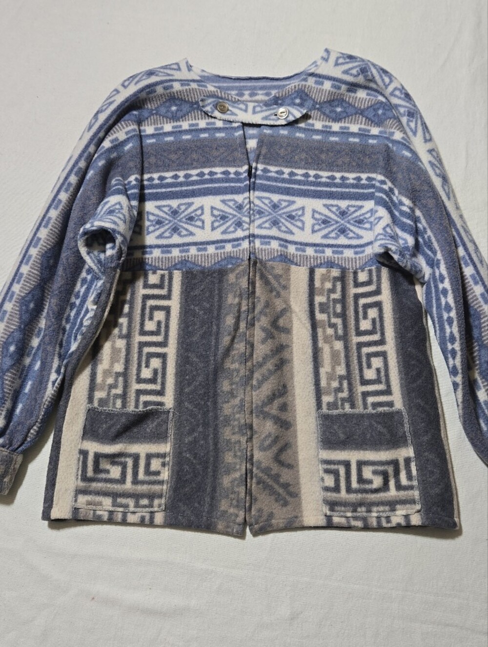 Vintage Blue and Cream Patterned Women's Jacket